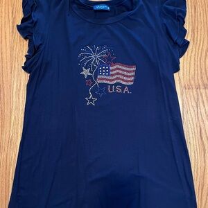 NWOT flag  shirt, shiny stones, size large
